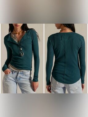 NWT Free People We The Free Jamie Henley - forest biome pine green - small